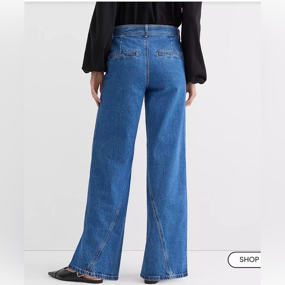NWT LOFT Belted Wide Leg Jeans - Picture 2 of 10